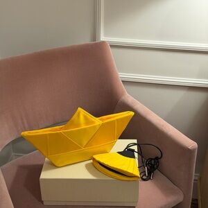 BEVZA Yellow Origami Boat Bag and Coin Purse (come together for listed price)